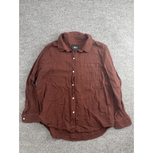 Rails Shirt Womens XL Brown Gauze Button Down Long Sleeve Pocket Top Casual - Picture 1 of 6